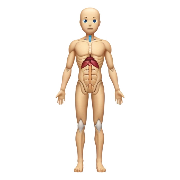 anatomical human body standing upright, full body view sticker