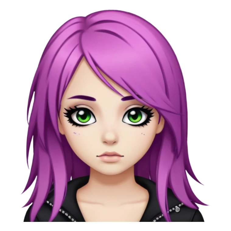 colored hair emo, baddie,pretty, makeup, black eyeliner, long hair sticker