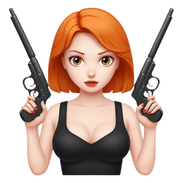Woman with guns for boobs sticker