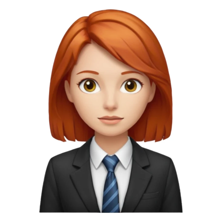 red haired woman with tie and blazer sticker