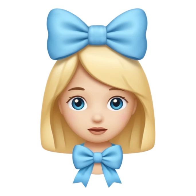 Mache einen coquette emoji ne babyblaue schleife sticker