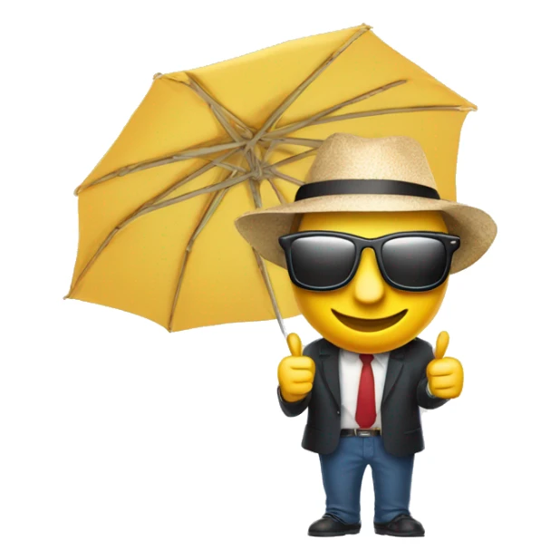 smiling thumbs up with sunglasses and a parasol sticker