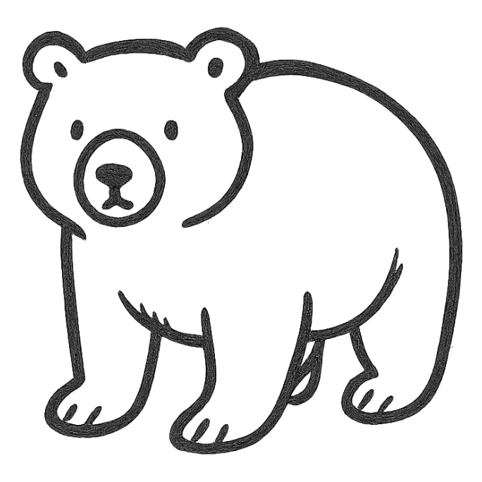 bear, sketchy and playful, hand drawn outline icon style sticker