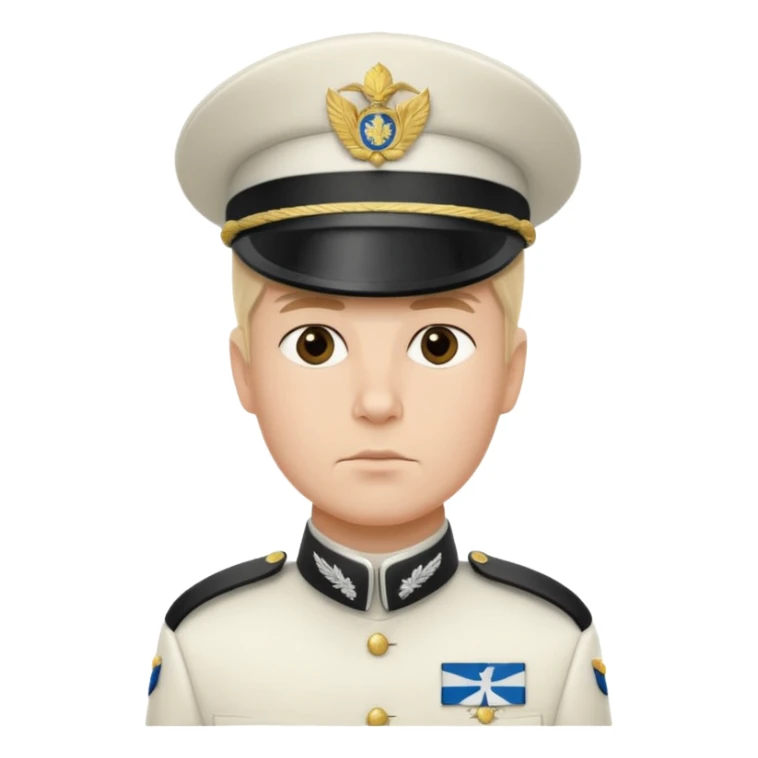 a serious realistic Finnish soldier in a white military uniform sticker