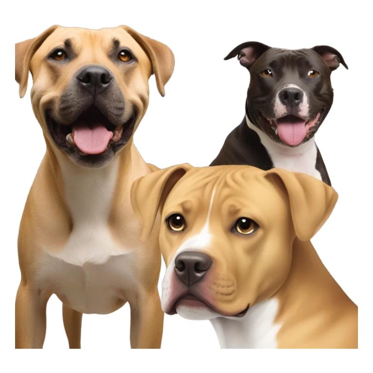 Black mouth cur next to black and white smiling pit bull sticker