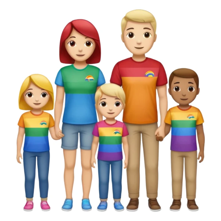 a family of 6 with the same matching shirts with a rainbow flag beind  sticker