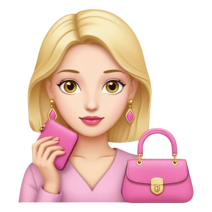 woman with gold earrings holding a pink purse sticker