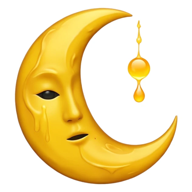 Melting waning crescent moon without any face and should in yellow colour remove the circle thing in bw sticker