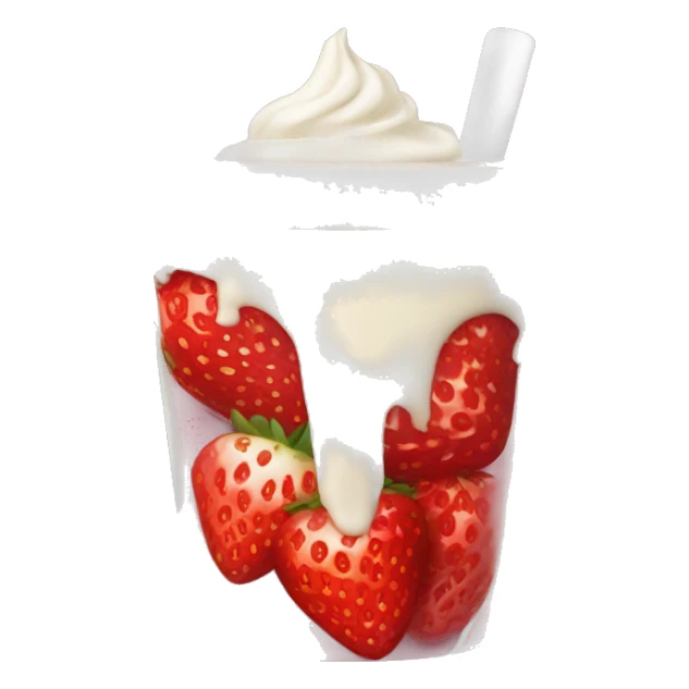 Fresas con crema blanca en un vaso 🥛 sticker