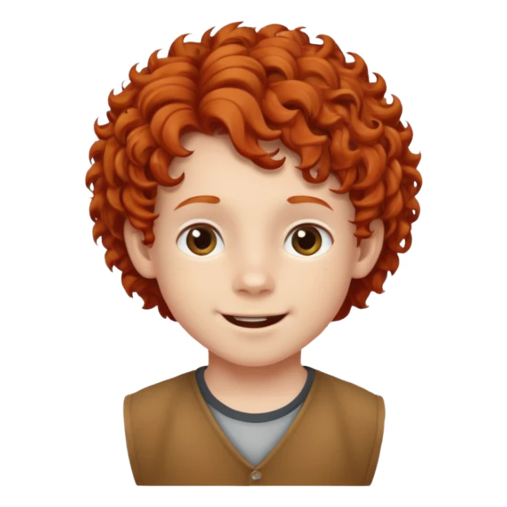 redhead kid with unique face features and very curly hair kid boy happy and braced sticker