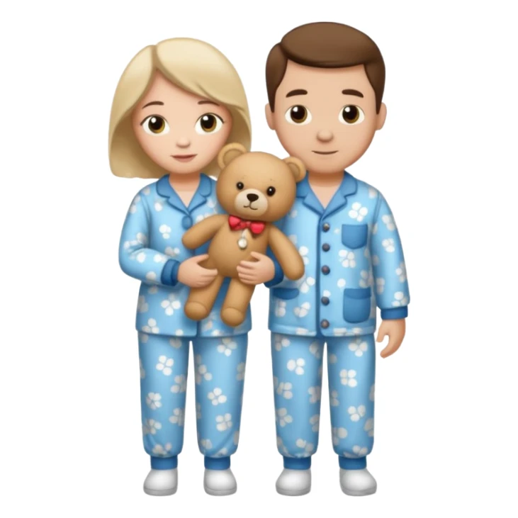 ma and pa kettle wearing pajamas and holding teddy bears sticker