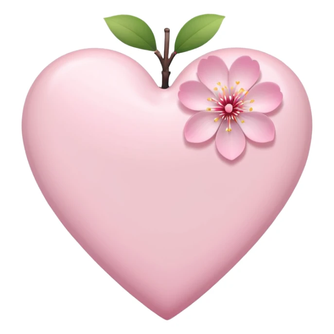 white heart emoji with a single sakura blossom sticker