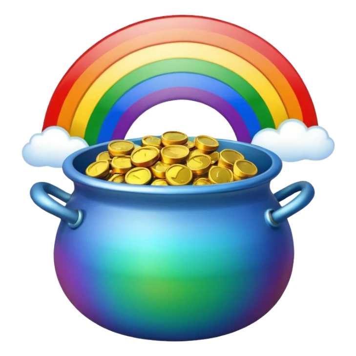 Realistic rainbow with pot of gold sticker