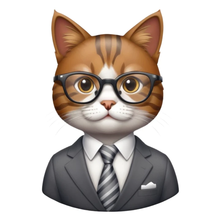 professional cat with glasses and a suit, looking like a corporate boss sticker