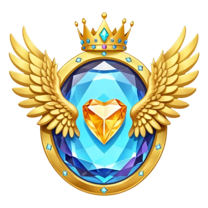 HUGE magic galactic gemstone award-in-frame-decorated-with-big-golden-angel--wings and crown sticker