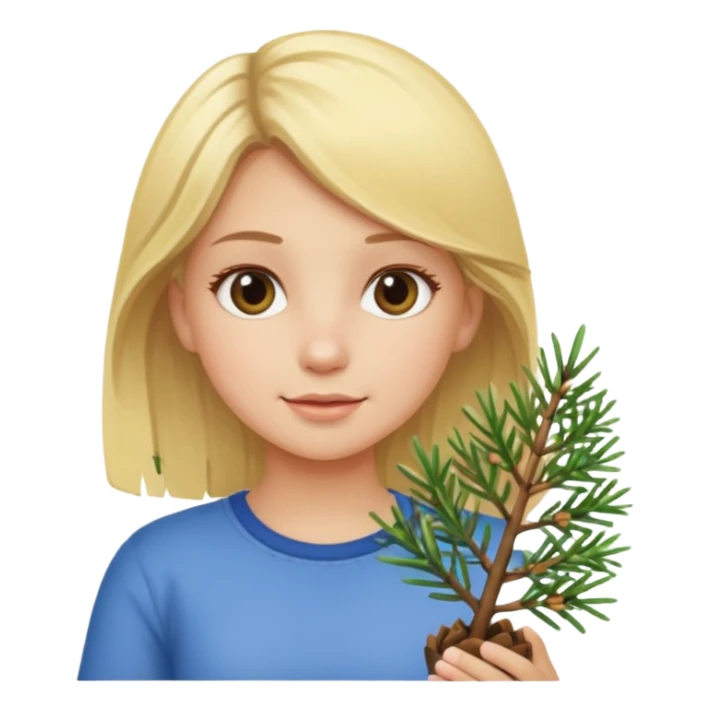 Blonde girl with small pines sticker