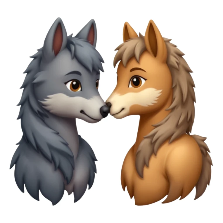 a wolf and a pony in love sticker
