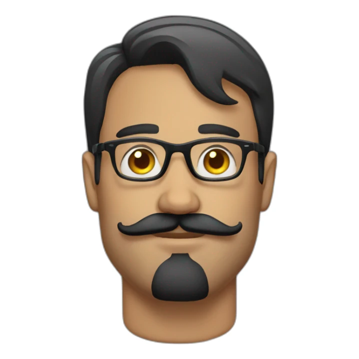 man 30yo moustache blackhair strong glasses sticker