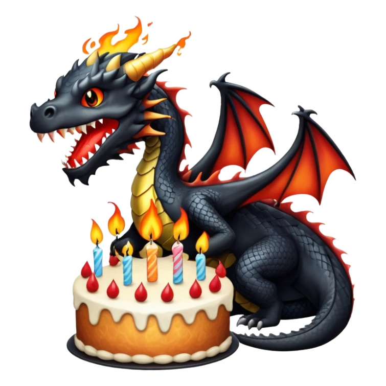 Game of thrones black dragon with a birthday cake sticker