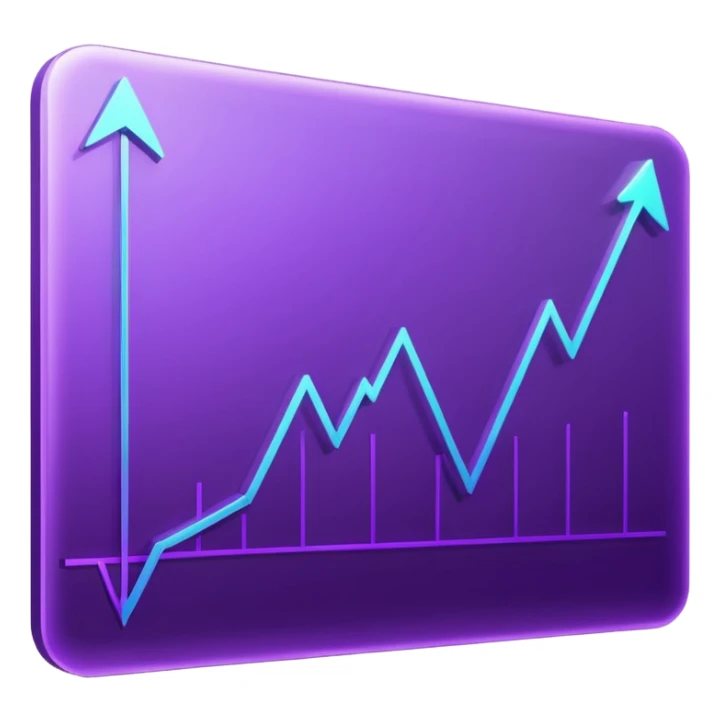 A glowing purple hologram of a line chart sticker