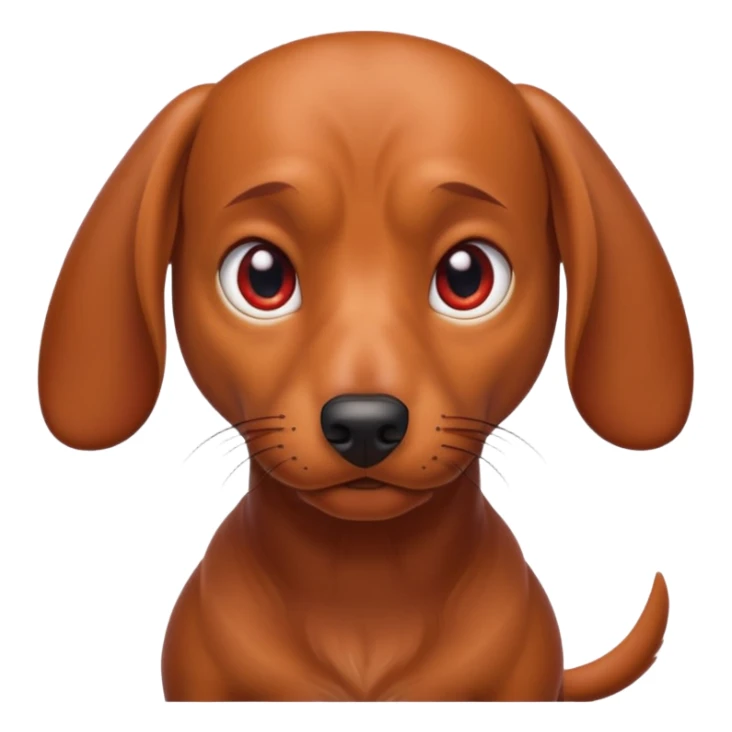Create an angry dachshund with angry eyes and a little red face sticker