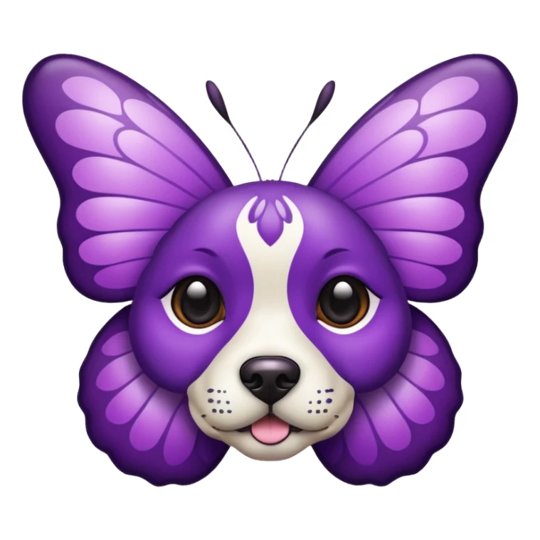 purple butterfly with dog face sticker