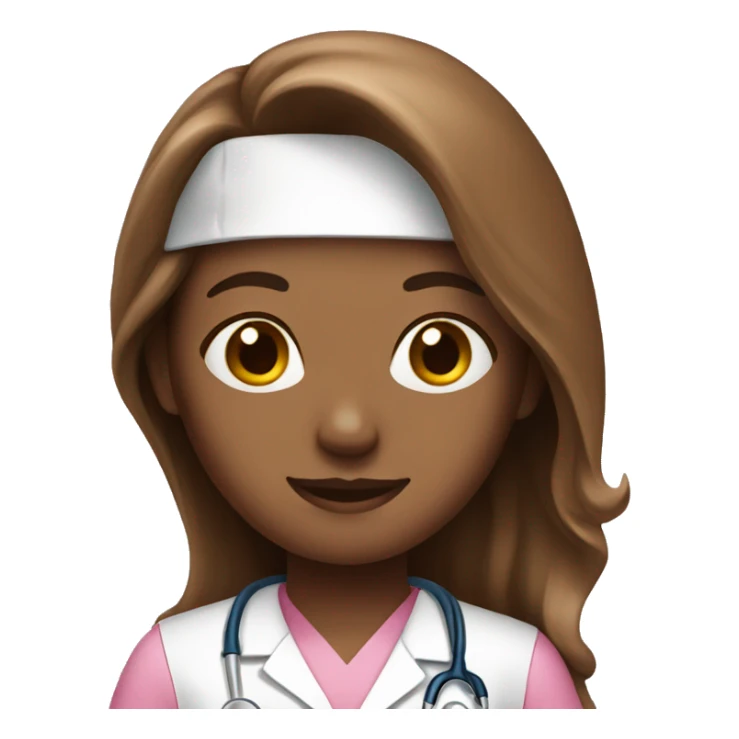 nurse with pink shirt long  brown hair  sticker