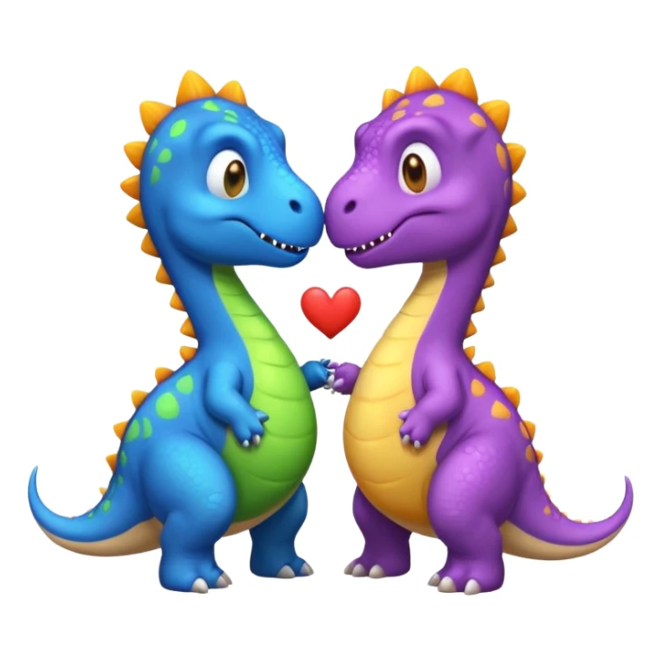 dinosaur with another dinosaur kissing sticker
