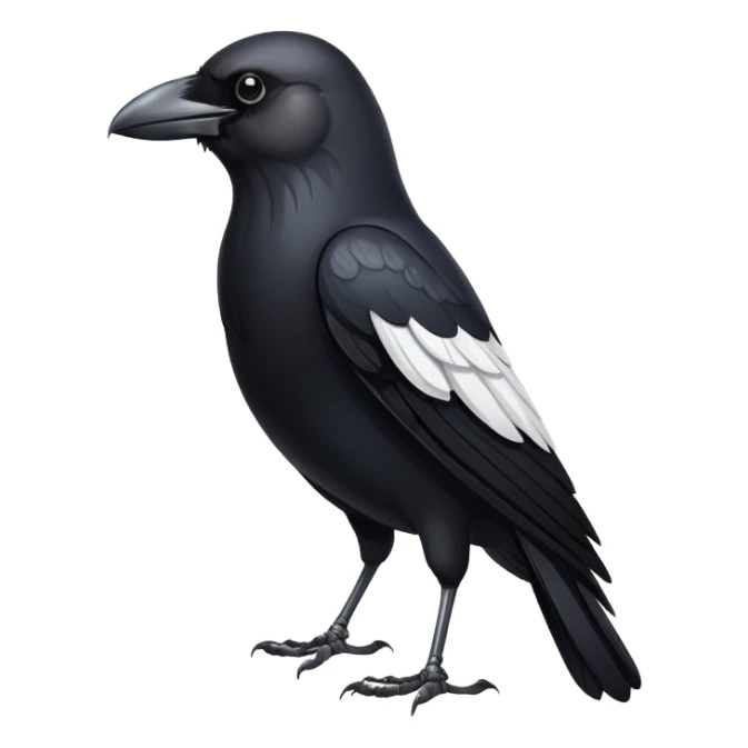crow with black body and white breast feathers sticker