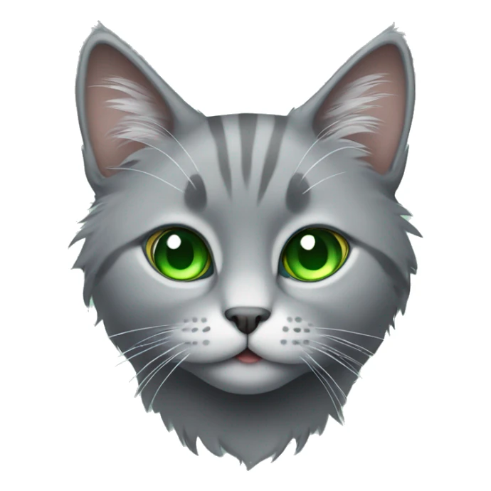 Fluffy gray cat with green eyes sticker