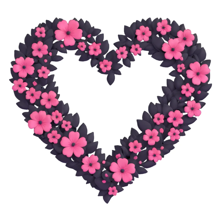 goth sakura heart, black heart with sakura petals swirling around, dramatic and elegant, no background sticker