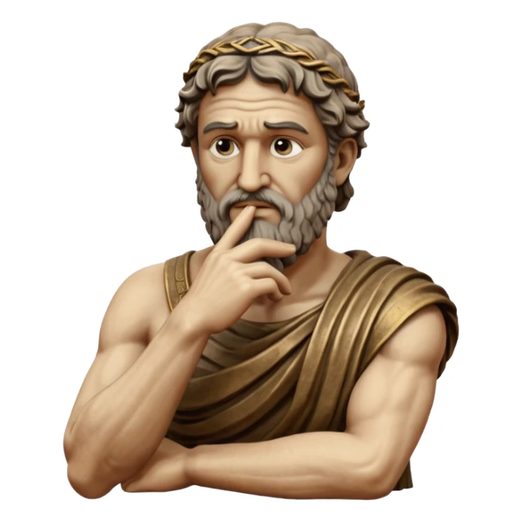 Ancient Greek King Odysseus Statue Thinking with Hand on Chin sticker