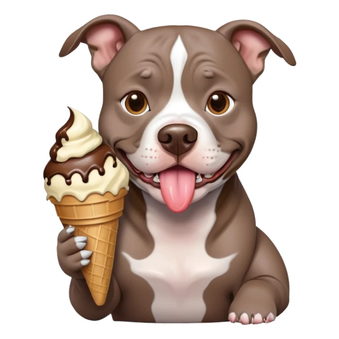Grey pitbull with an ice cream cone  sticker