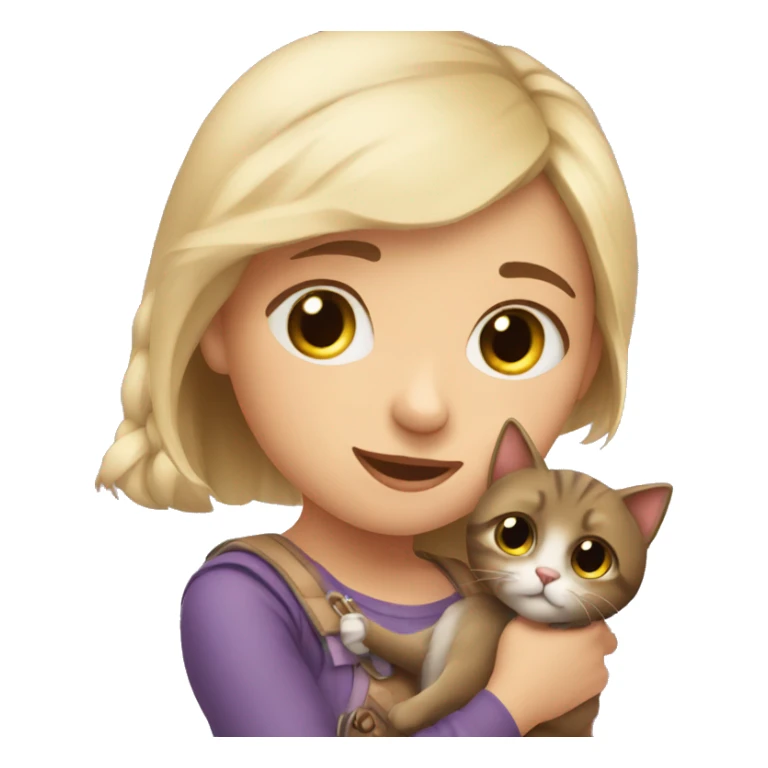 litle girl with her pet kity sticker