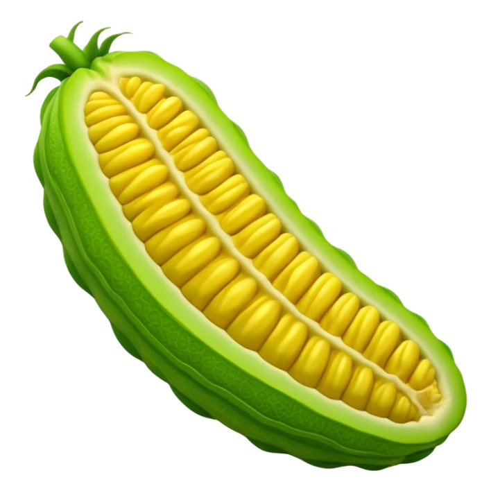 A long strip of bitter melon, no internal structure sticker