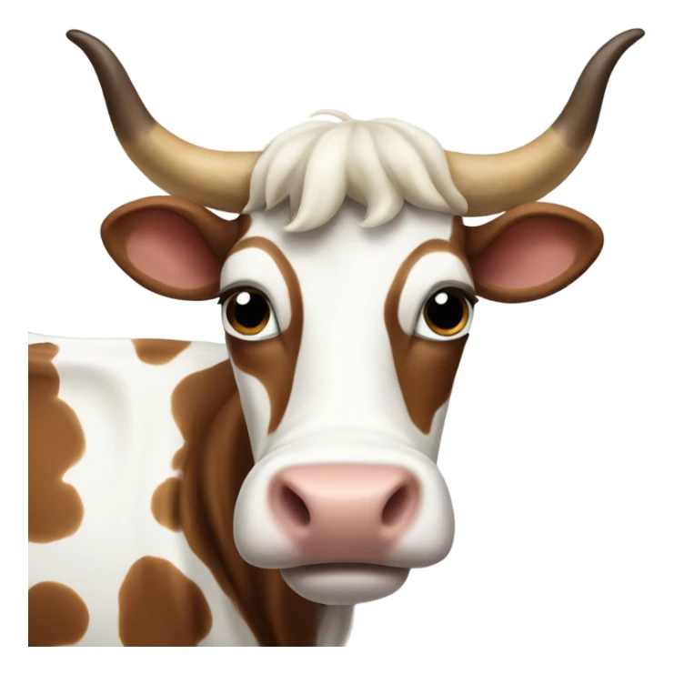 Long horn cow with brown and white spots  sticker