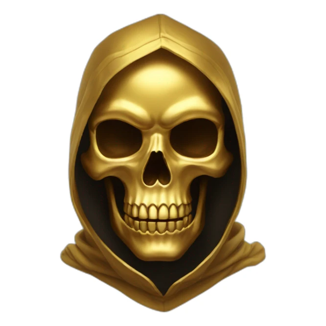 golden skull in a cowl sticker