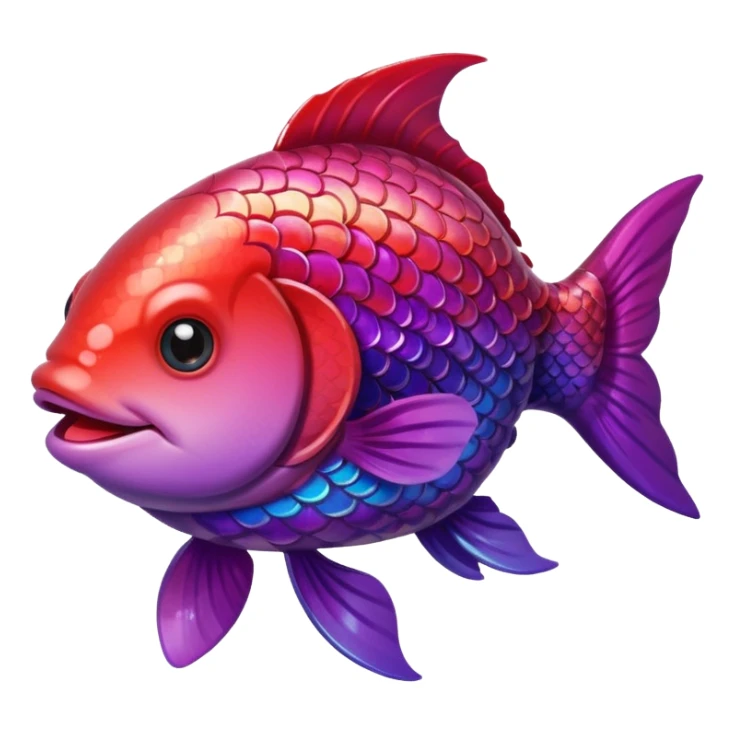 color gradient between red and purple glitter cute happy fish carp sticker