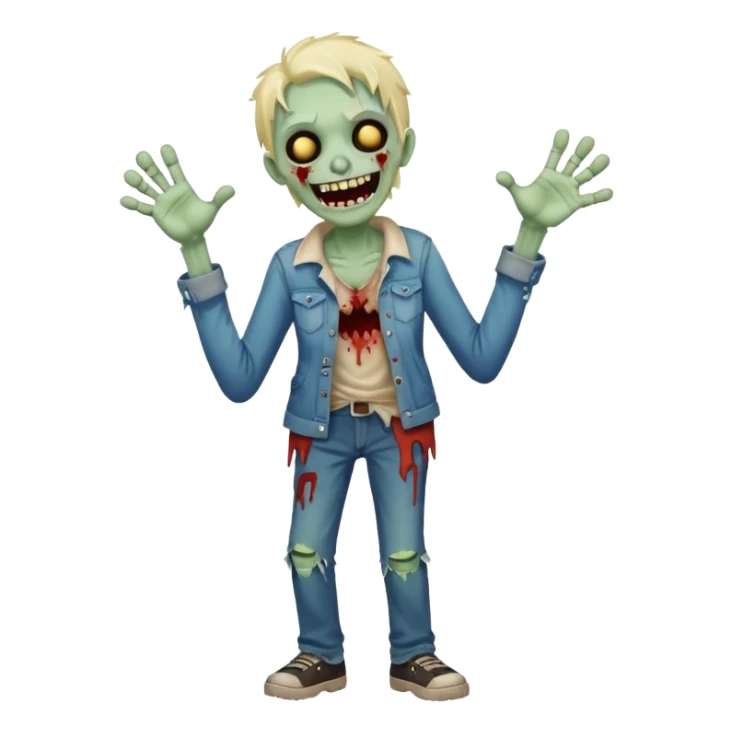 A cute, cheerful zombie is laughing at full length sticker