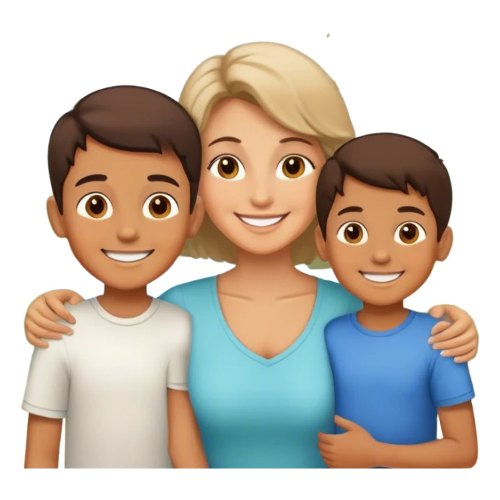 smiling boys and his mom in outdoor setting sticker