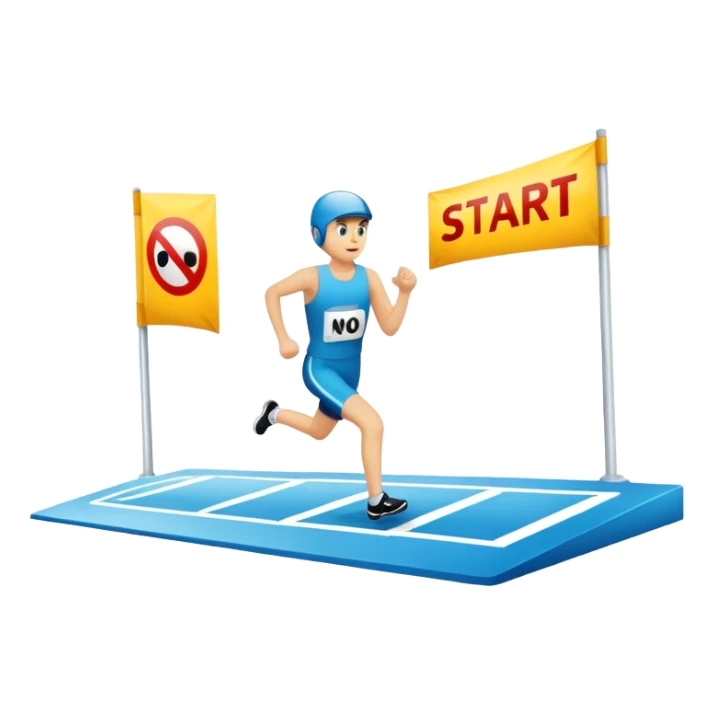 start line at race with banner saying start no people sticker