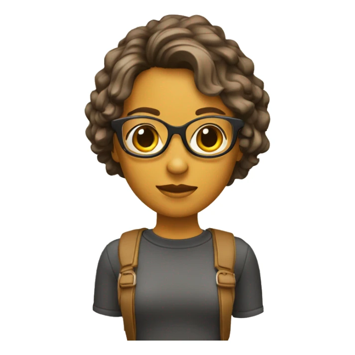 Chica con pelo castaño claro gafas sticker