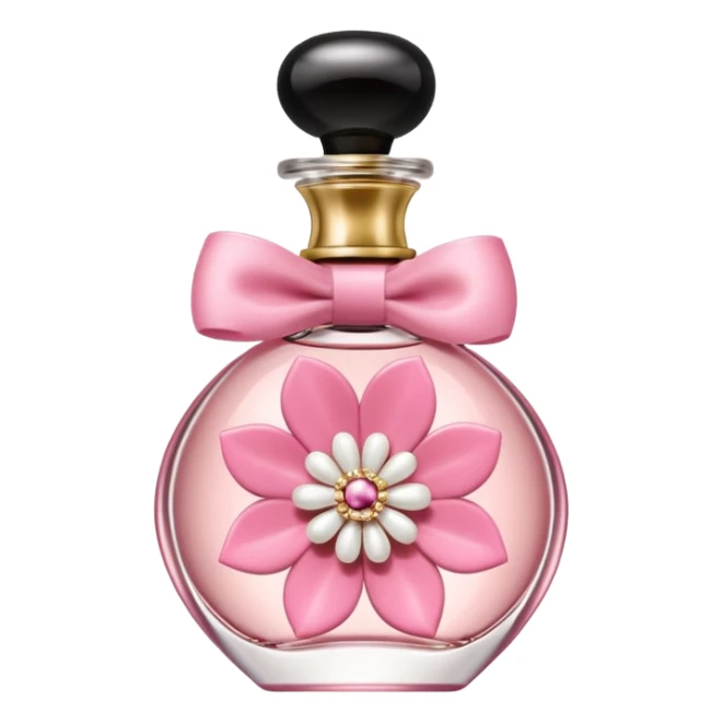 perfume coquette, botella elegante con lazo rosa, muy femenino sticker
