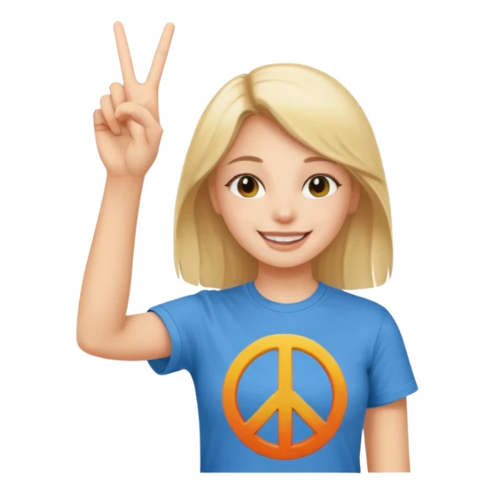 smiling girl with peace sign\ sticker