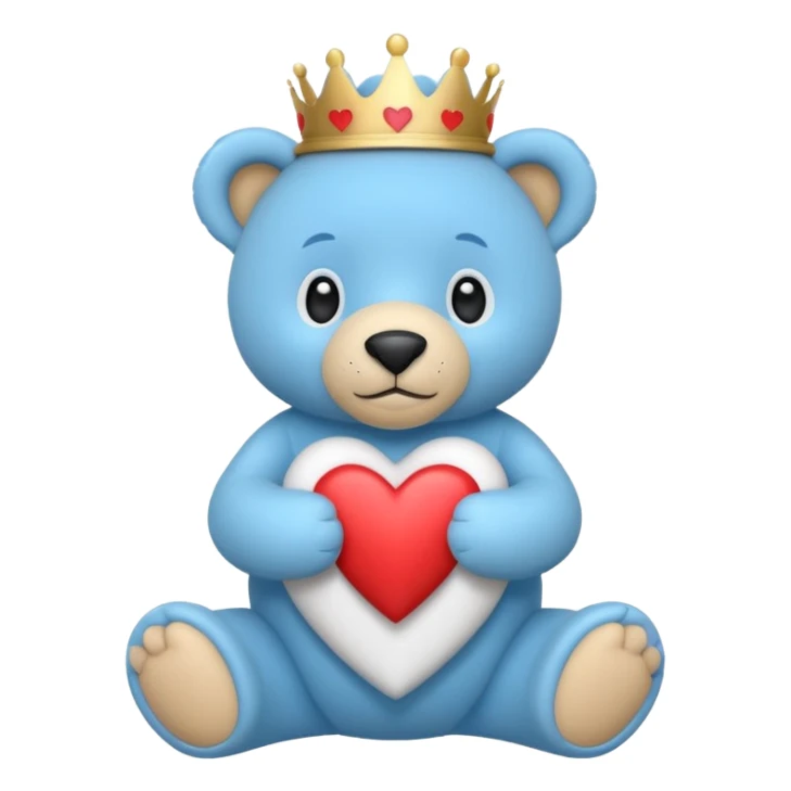 Oso con corona y corazones azules estilo iPhone  sticker