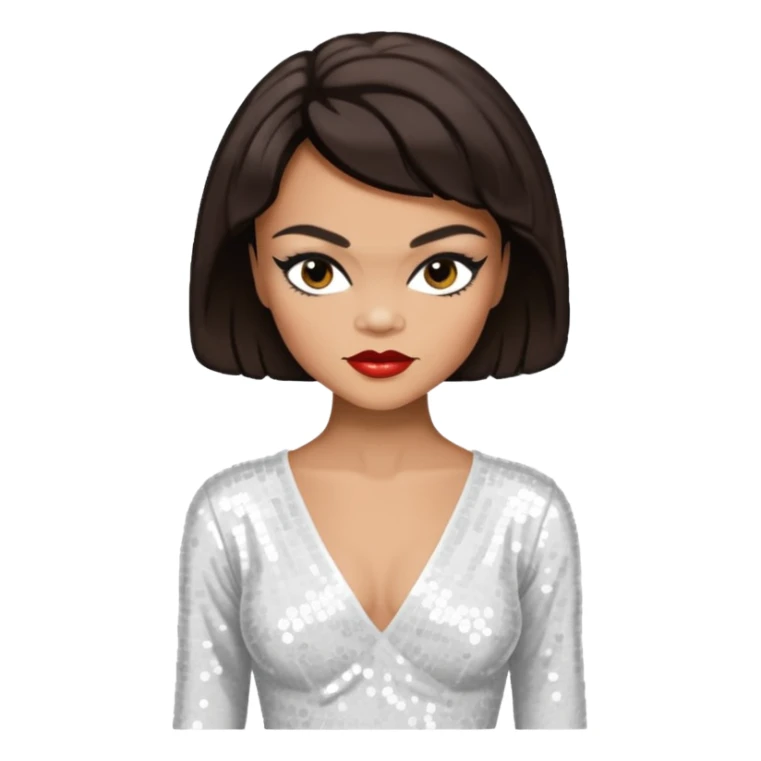 Eartha Kitt with dark brown hair, white sequin outfit sticker