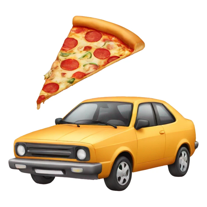 car with pizza sticker