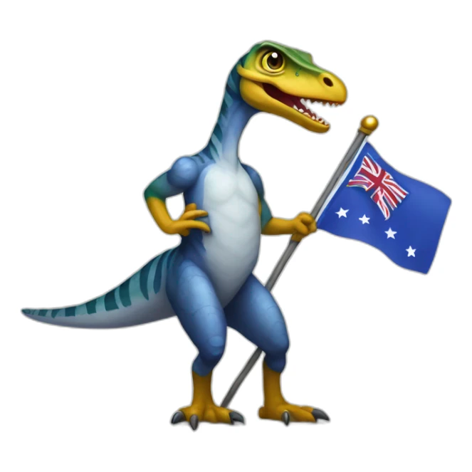 Velociraptor holding a flag that says GG sticker