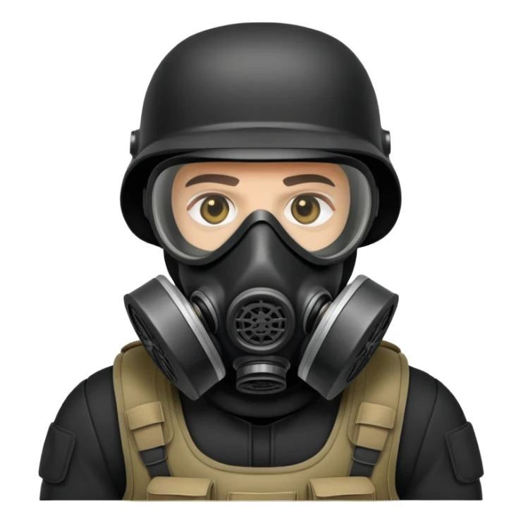 soldier in black bulletproof vest and gas mask sticker