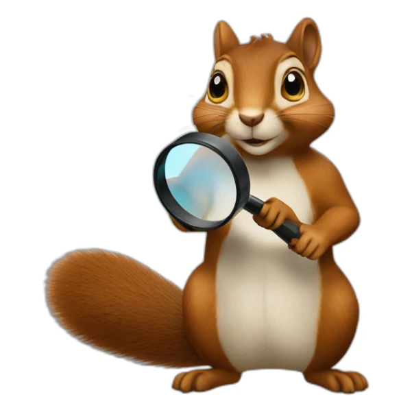 realistic detective squirrel holding a magnifying glass sticker